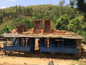 An earthquake-devastated building in the village of Dhawa in rural Gorkha district, Nepal (Credit: Learning Planet, https://www.facebook.com/LearningPlanet).